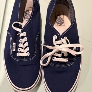 Vans Dark Blue Canvas Shoes with White Accents